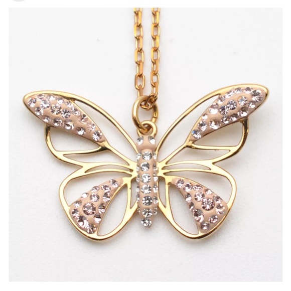 Swarovski 5099027 Butterfly Necklace Gold Pink - Picture 2 of 2